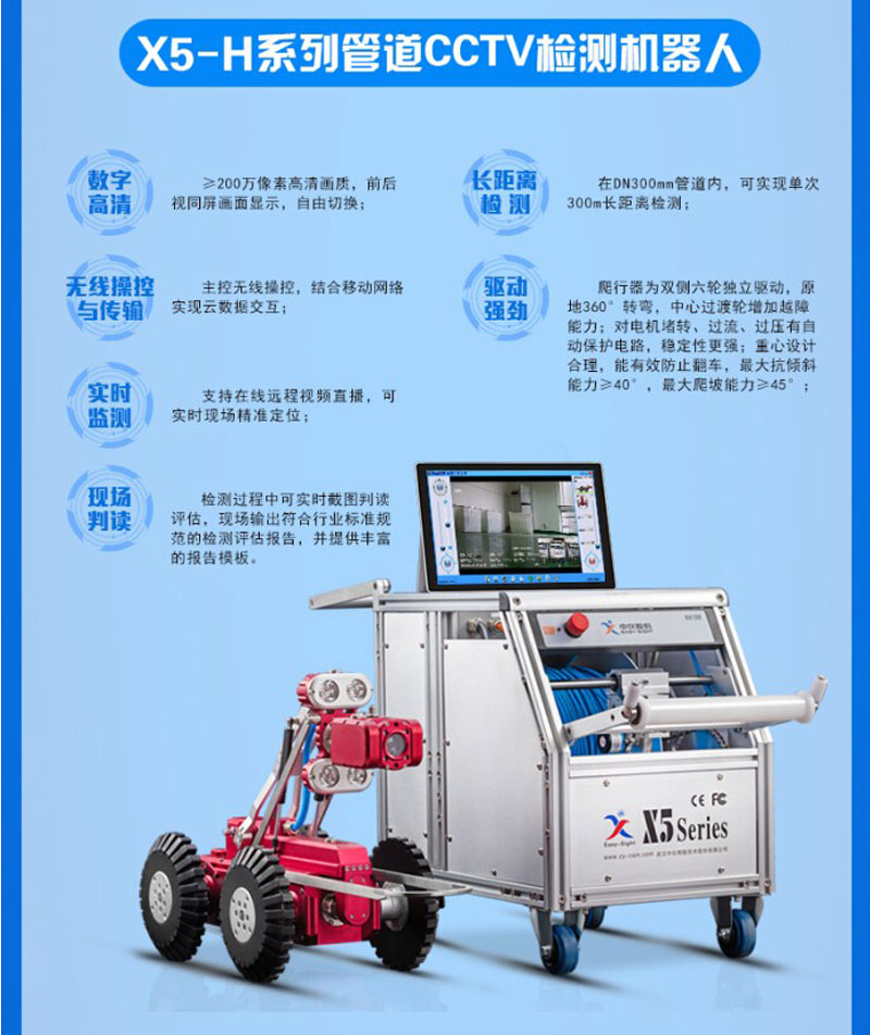 X5-H Series Pipe CCTV Inspection Robot